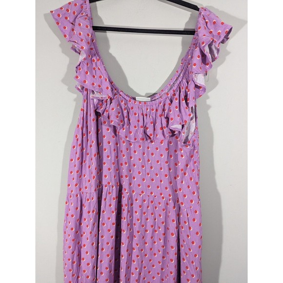 NWT‎ Ava & Viv Lavender Polka Dot Ruffle Trim Midi Dress Women Plus Size 3X - Picture 3 of 7